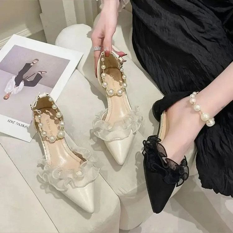 Women’s Pearl Bow Low Heel Shoes 3cm