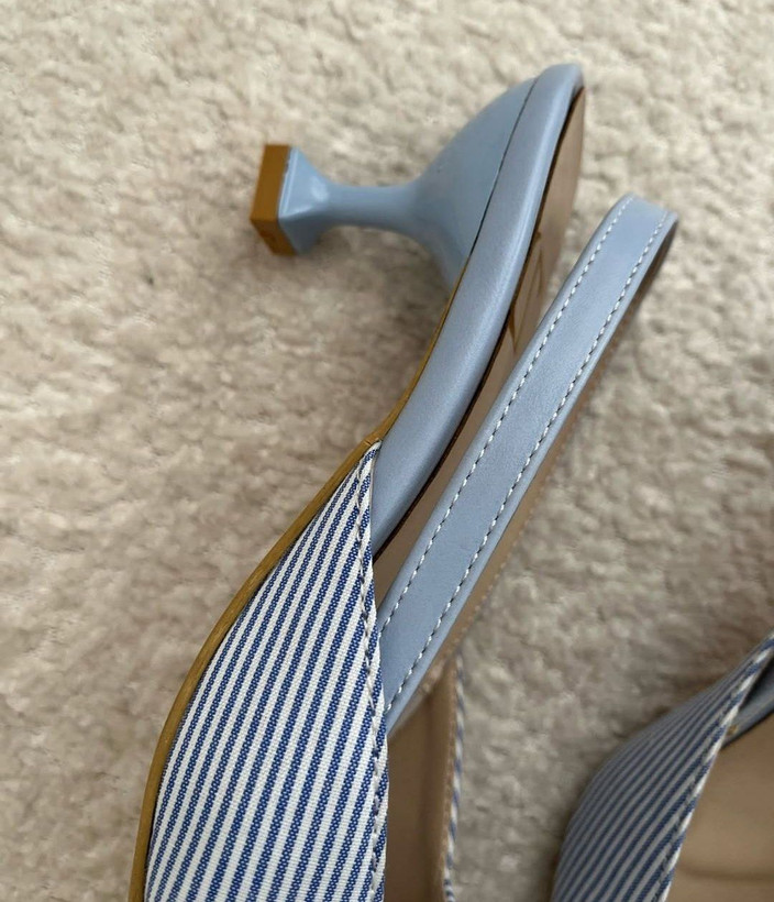 کفش زنانه پاشنهدار پشتباز Stripe Elegance با طرح راهراه آبی < کد 5>