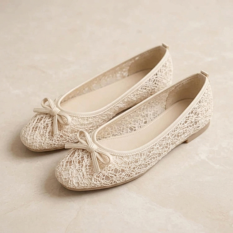 Women’s Lace Ballet Flats – Ultra Light & Soft PU Sole