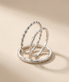 Handmade 925 Sterling Silver Minimal Rings Set – Rope, Spring & Dotted Design (Unplated)