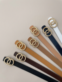 Women’s Double Round Buckle Belt – 3 cm Width, 115 cm Length