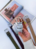 Women’s Silver Rectangular Buckle Belt – 3 cm Width, 125 cm Length