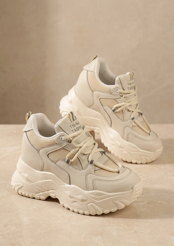 Women’s Hidden Wedge Sneakers – 7 cm Height, Lightweight PU Sole