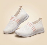 Women’s Breathable Knit Sneakers – Lightweight & Sporty (White / Black / Gray)