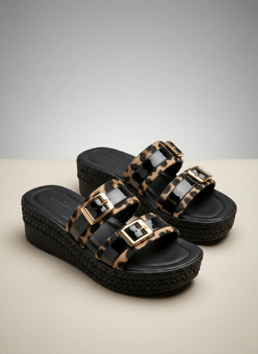 Women’s Leopard Platform Sandals – 5cm Wedge Sole