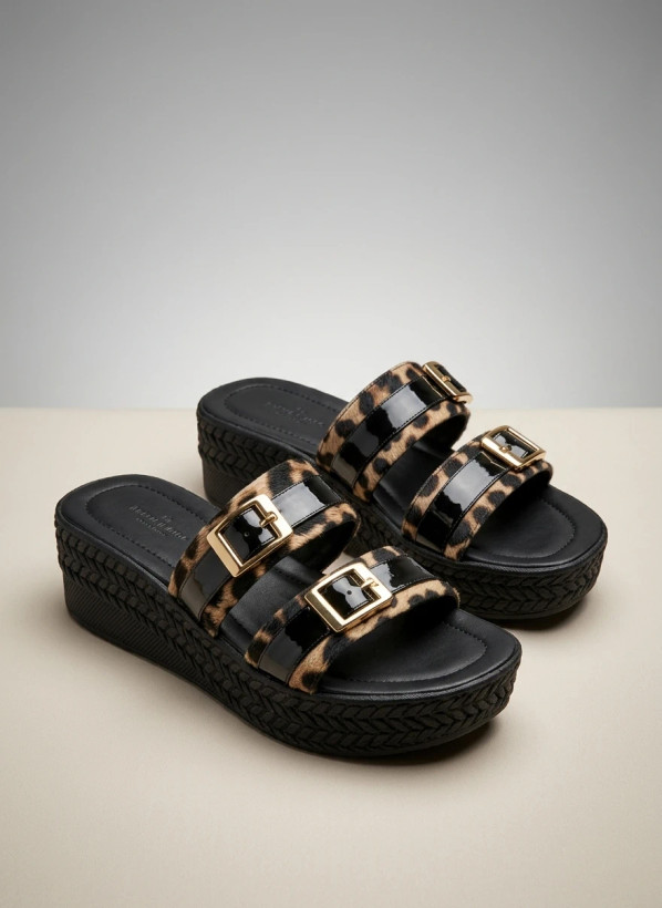 Women’s Leopard Platform Sandals – 5cm Wedge Sole
