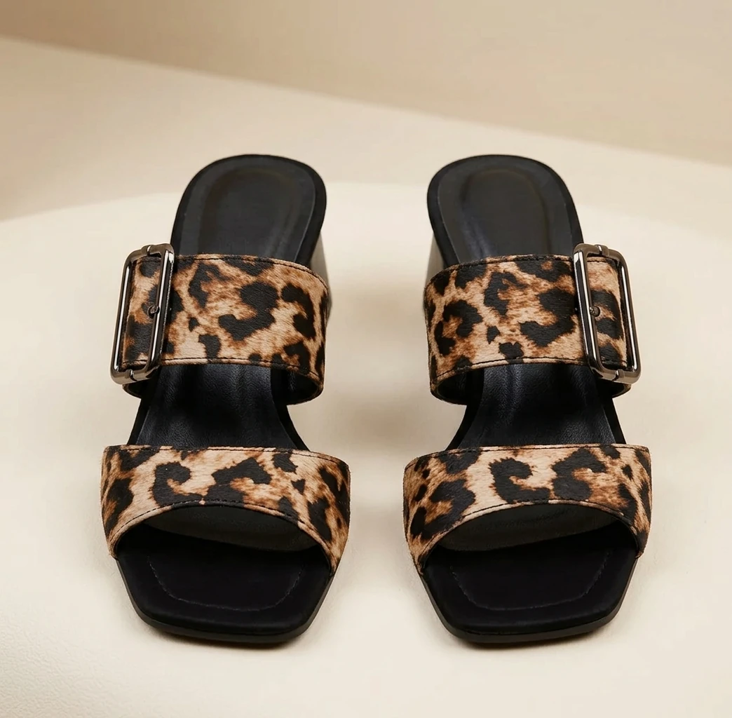 Women’s Leopard Platform Sandals – 5cm Wedge Sole