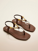 Women’s Geometric Toe-Ring Sandals – 2cm Step Sole, Elastic Back Strap