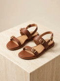 Women’s Double-Buckle Sandals with Back Strap – PU Sole