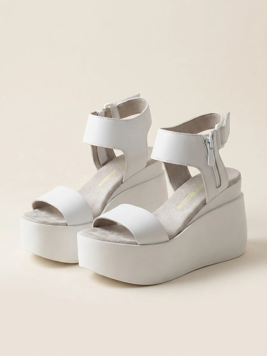 Women’s Fashion Wedge Sandals with Side Zipper – 10cm Heel