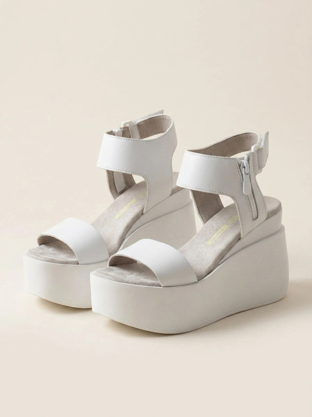 Women’s Fashion Wedge Sandals with Side Zipper – 10cm Heel