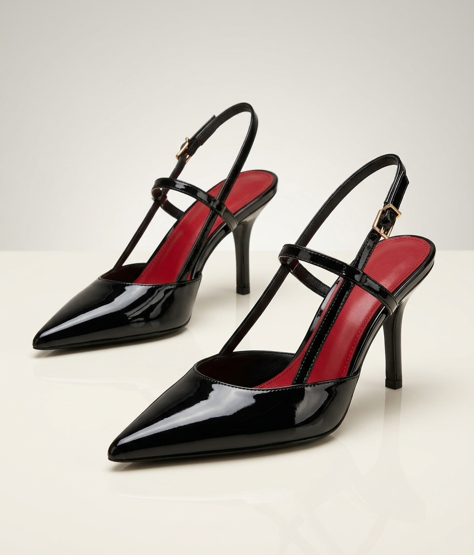 Women’s “Lian” T-Strap Slingback Heels – Elegant Pointed Toe Formal Shoes