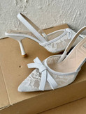 Women’s Elegant Bow Lace Slingback Heels – 7cm Comfortable Heel Design