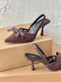 Women’s Elegant Bow Lace Slingback Heels – 7cm Comfortable Heel Design