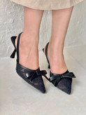 Women’s Elegant Bow Lace Slingback Heels – 7cm Comfortable Heel Design