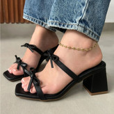 Women’s “Pegah” Bow Strappy Sandals – 5cm Block Heel Summer Shoes