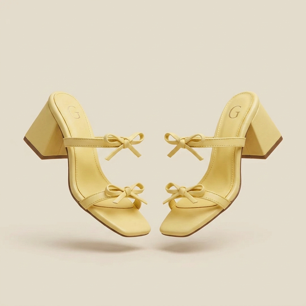 Women’s “Pegah” Bow Strappy Sandals – 5cm Block Heel Summer Shoes