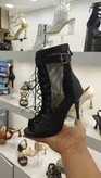 Women’s Mesh Lace-Up Peep-Toe Stiletto Boots – 9cm Elegant Party Heels