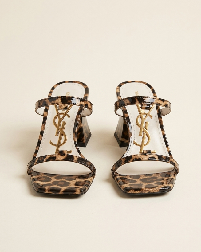 Luxury Women’s Heeled Sandals with Metal Logo & Slingback Design