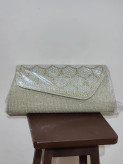 Pearl & Shimmer Evening Clutch Bag - Chain Shoulder Strap