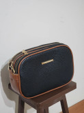 Black and Tan Triple-Zip Shoulder Bag