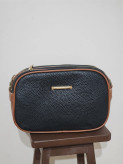 Black and Tan Triple-Zip Shoulder Bag