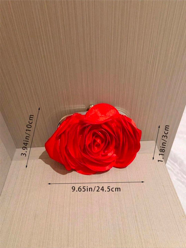 کیف مجلسی زنانه کد ۵۴ | مدل گل رز سهبعدی چفتی زنجیردار