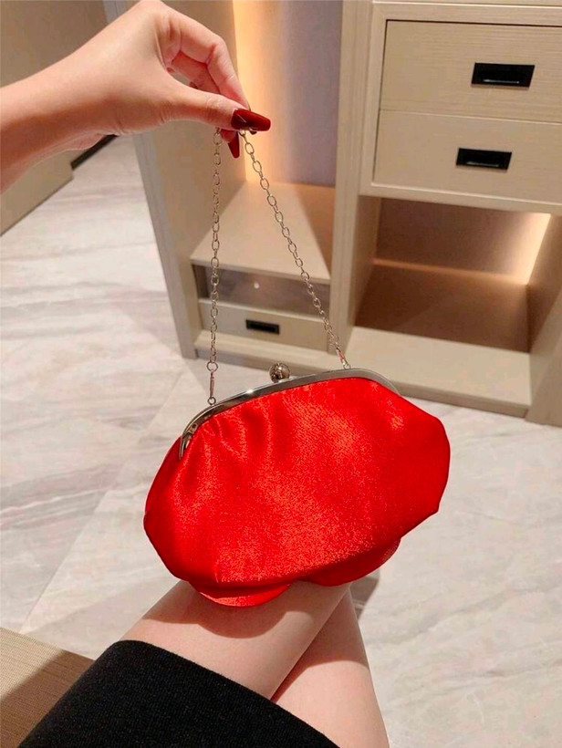 کیف مجلسی زنانه کد ۵۴ | مدل گل رز سهبعدی چفتی زنجیردار