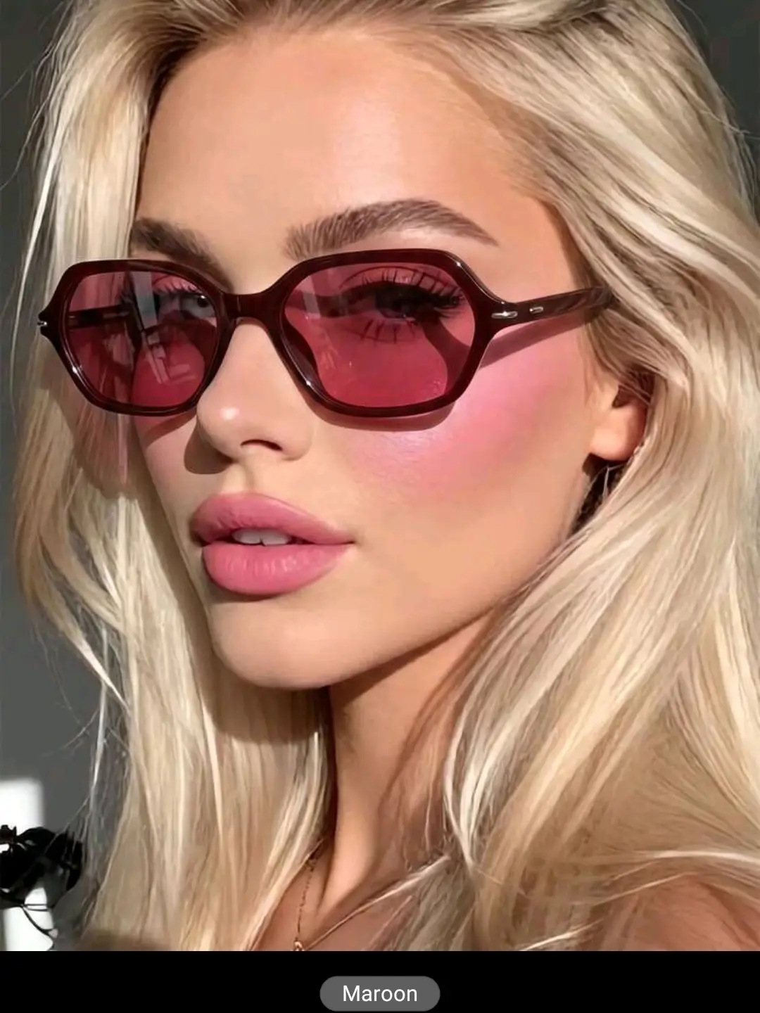 عینک آفتابی وینتیج زرشکی کد ۱۲