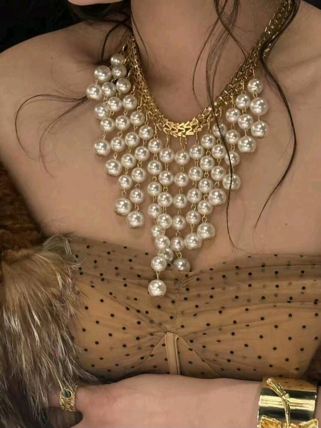 Rozalia Pearl Cascade Statement Necklace
