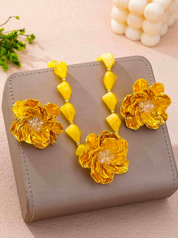 سرویس زیورآلات رزینی طرح گل فلورا مدل Flora کد 28