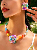 سرویس زیورآلات رزینی طرح گل فلورا مدل Flora کد 28