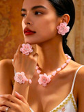 سرویس زیورآلات رزینی طرح گل فلورا مدل Flora کد 28