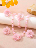 سرویس زیورآلات رزینی طرح گل فلورا مدل Flora کد 28
