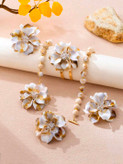 سرویس زیورآلات رزینی طرح گل فلورا مدل Flora کد 28
