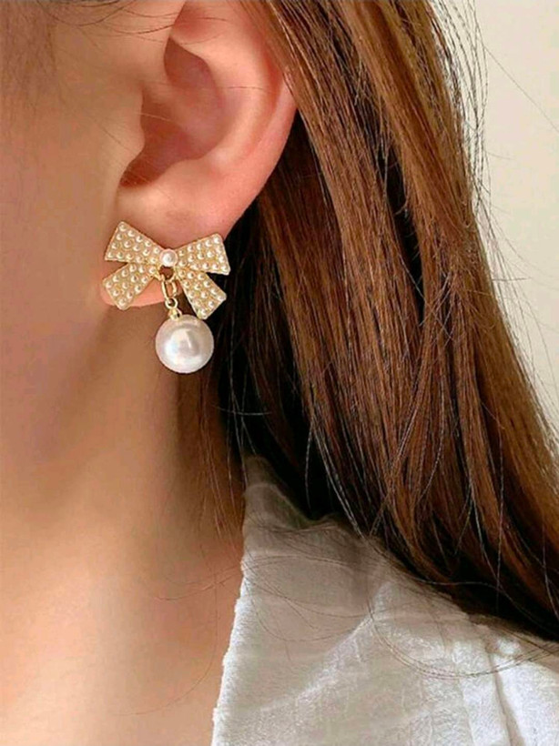 پک ۵ عددی گوشواره زنانه وینتیج لوکس مرواریدی و میناکاری کد ۱۷