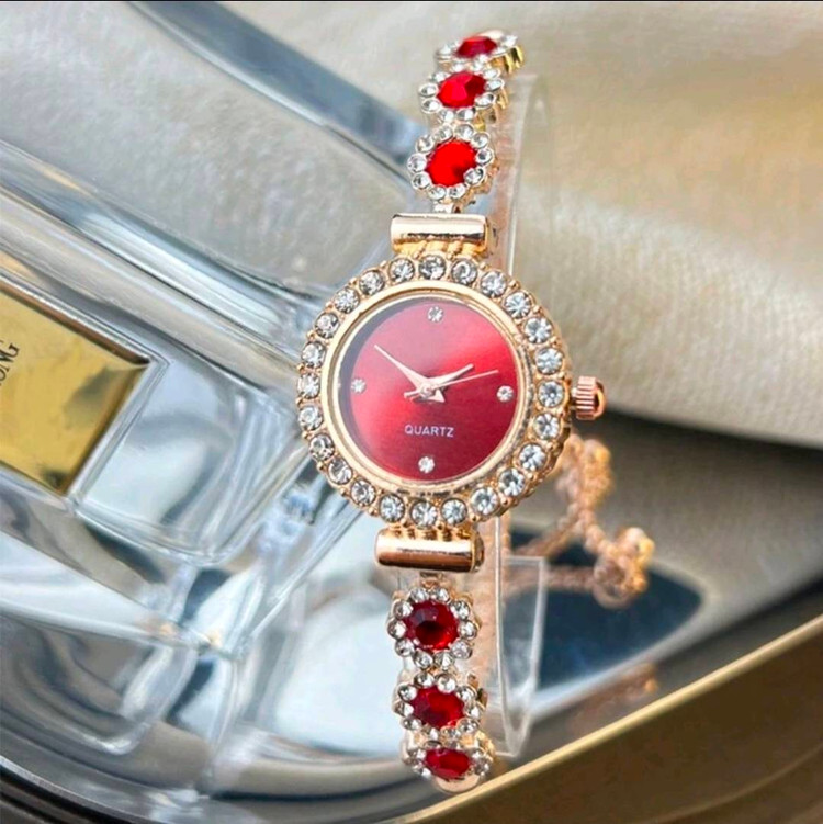 Women’s Formal Crystal Bracelet-Style Adjustable Wristwatch – Code 14