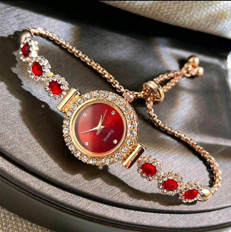 ساعت مچی زنانه مجلسی نگیندار طرح دستبندی رگلاژی – کد ۱۴